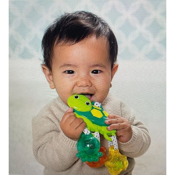 Infantino Turtle Jingle Sea Charms Baby Teether & Rattle With Polka Dot Straps - Picture 2 of 6